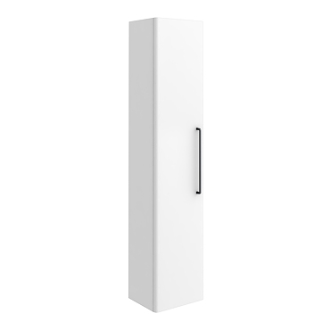 Odyssey White Wall Hung Tall Storage Unit with Matt Black Handle - 1400mm