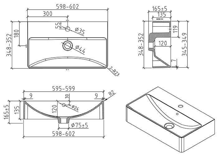 Odyssey White Wall Hung Vanity Unit - 600mm Wide with Chrome Handle