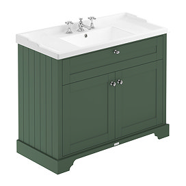 Old London 1000mm 2-Door Cabinet & 2TH Basin - Hunter Green - LOF837 Large Image