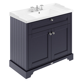 Old London 1000mm 2-Door Cabinet & 3TH Basin - Twilight Blue - LOF337 Large Image