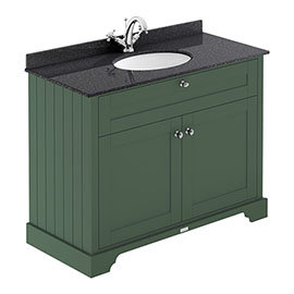 Old London 1000mm Cabinet & Single Bowl Black Marble Top - Hunter Green Medium Image