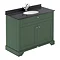 Old London 1000mm Cabinet & Single Bowl Black Marble Top - Hunter Green Large Image