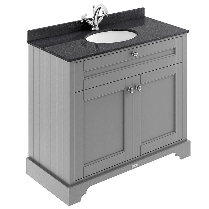 Old London 1000mm Cabinet & Single Bowl Black Marble Top - Storm Grey Large Image