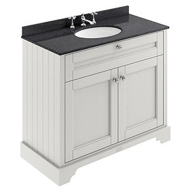 Old London 1000mm Cabinet & 3TH Single Bowl Black Marble Top - Timeless Sand - LOF479 Large Image