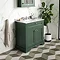 Old London 1000mm Cabinet & Single Bowl Grey Marble Top - Hunter Green  Feature Large Image
