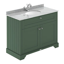 Old London 1000mm Cabinet & Single Bowl Grey Marble Top - Hunter Green Medium Image