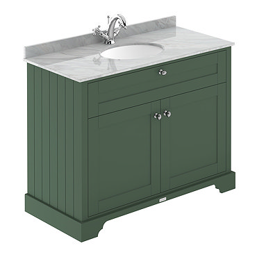 Old London 1000mm Cabinet & Single Bowl Grey Marble Top - Hunter Green  Profile Large Image