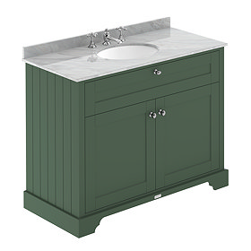 Old London 1000mm Cabinet & 3TH Single Bowl Grey Marble Top - Hunter Green - LOF881 Large Image