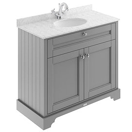 Old London 1000mm Cabinet & Single Bowl Grey Marble Top - Storm Grey Large Image