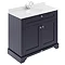 Old London 1000mm Cabinet & Single Bowl White Marble Top - Twilight Blue Large Image
