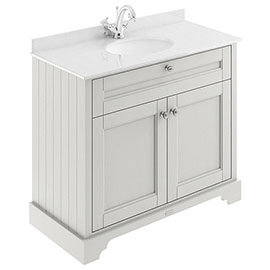 Old London 1000mm Cabinet & Single Bowl White Marble Top - Timeless Sand Medium Image