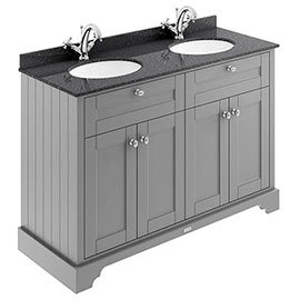 Old London 1200mm Cabinet & Double Bowl Black Marble Top - Storm Grey Medium Image