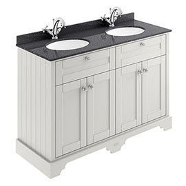 Old London 1200mm Cabinet & Double Bowl Black Marble Top - Timeless Sand Medium Image
