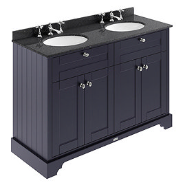 Old London 1200mm Cabinet & 3TH Double Bowl Black Marble Top - Twilight Blue - LOF366 Large Image