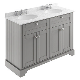 Old London 1200mm Cabinet & 3TH Double Bowl Grey Marble Top - Storm Grey - LOF268 Large Image