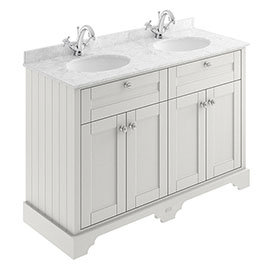 Old London 1200mm Cabinet & Double Bowl Grey Marble Top - Timeless Sand Medium Image