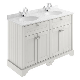 Old London 1200mm Cabinet & Double Bowl Grey Marble Top - Timeless Sand Large Image