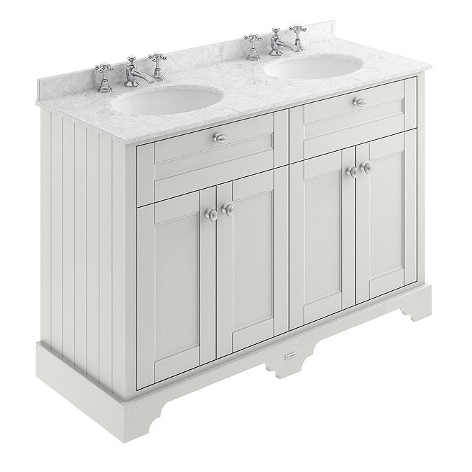 Old London 1200mm Cabinet & 3TH Double Bowl Grey Marble Top - Timeless Sand - LOF468 Large Image