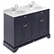 Old London 1200mm Cabinet & Double Bowl Grey Marble Top - Twilight Blue Large Image
