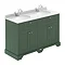 Old London 1200mm Cabinet & Double Bowl White Marble Top - Hunter Green Large Image