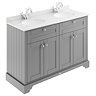 Old London 1200mm Cabinet & Double Bowl White Marble Top - Storm Grey Large Image