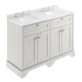 Old London 1200mm Cabinet & 3TH Double Bowl White Marble Top - Timeless Sand - LOF467 Large Image