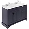 Old London 1200mm Cabinet & Double Bowl White Marble Top - Twilight Blue Large Image