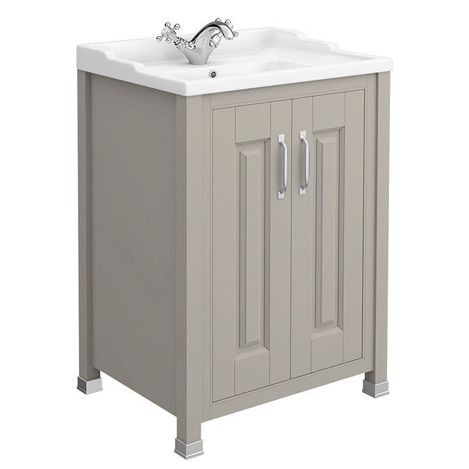 Old London - 600 Traditional 2-Door Basin & Cabinet - Stone Grey - LDF403 Large Image
