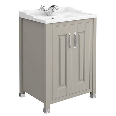 Old London - 600 Traditional 2-Door Basin & Cabinet - Stone Grey - LDF403  Profile Large Image