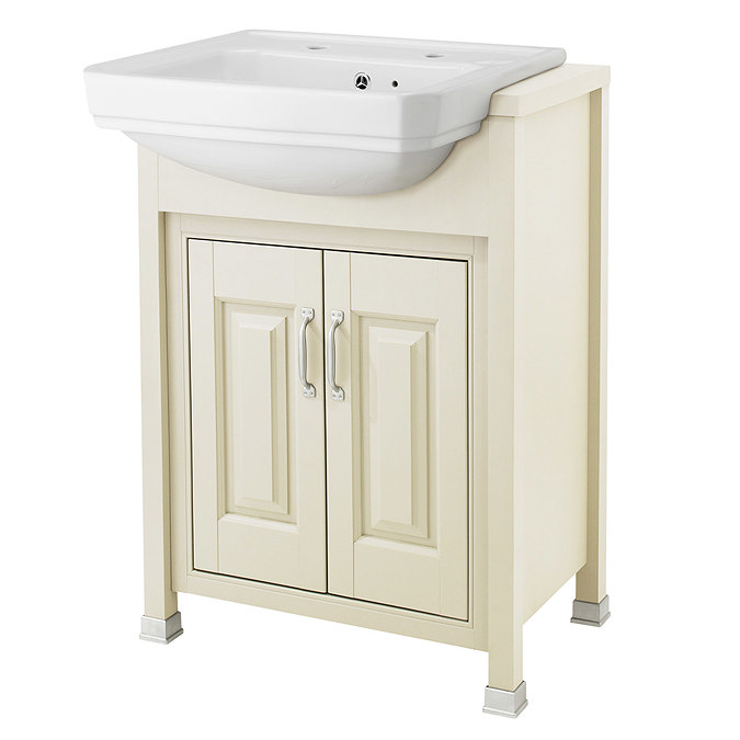Old London - 600 Traditional Semi Recess Basin & Cabinet - Ivory Large Image