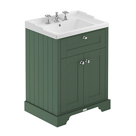Old London 600mm 2-Door Cabinet & 2TH Basin - Hunter Green - LOF833 Large Image