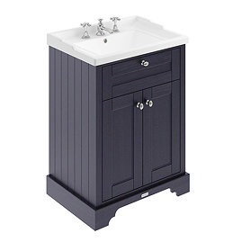 Old London 600mm 2-Door Cabinet & 3TH Basin - Twilight Blue Large Image