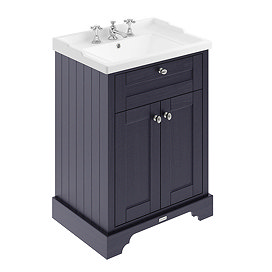 Old London 600mm 2-Door Cabinet & 3TH Basin - Twilight Blue Large Image
