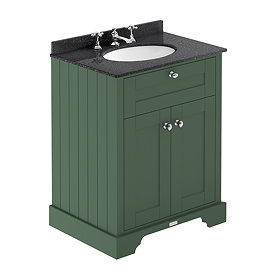 Old London 600mm Cabinet & 3TH Single Bowl Black Marble Top - Hunter Green - LOF824 Large Image