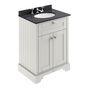 Old London 600mm Cabinet & 3TH Single Bowl Black Marble Top - Timeless Sand - LOF424 Large Image