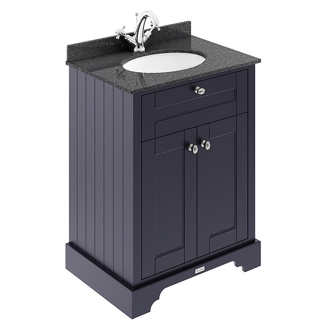 Old London 600mm Cabinet & Single Bowl Black Marble Top - Twilight Blue Large Image