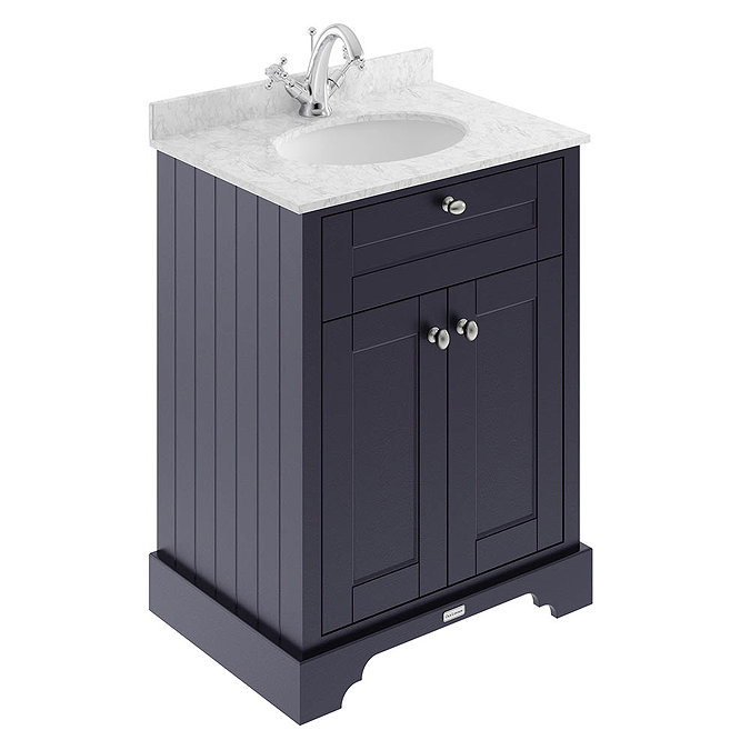 Old London 600mm Cabinet & Single Bowl Grey Marble Top - Twilight Blue Large Image