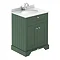 Old London 600mm Cabinet & Single Bowl White Marble Top - Hunter Green Large Image