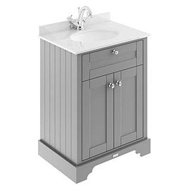 Old London 600mm Cabinet & Single Bowl White Marble Top - Storm Grey Medium Image