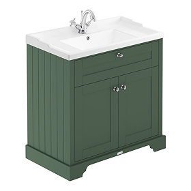 Old London 800mm 2-Door Cabinet & Basin - Hunter Green Large Image