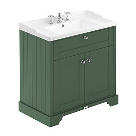 Old London 800mm 2-Door Cabinet & 3TH Basin - Hunter Green Large Image