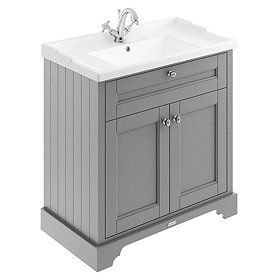 Old London 800mm 2-Door Cabinet & Basin - Storm Grey Large Image