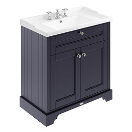 Old London 800mm 2-Door Cabinet & 3TH Basin - Twilight Blue Large Image