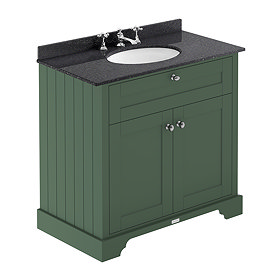 Old London 800mm Cabinet & 3TH Single Bowl Black Marble Top - Hunter Green - LOF830 Large Image