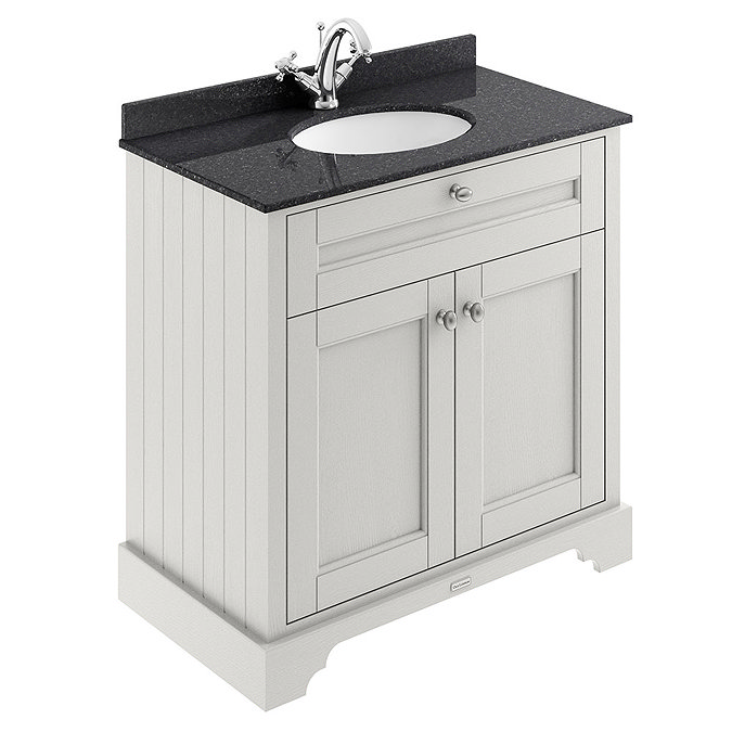 Old London 800mm Cabinet & Single Bowl Black Marble Top - Timeless Sand Large Image