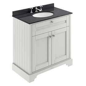 Old London 800mm Cabinet & 3TH Single Bowl Black Marble Top - Timeless Sand - LOF430 Large Image