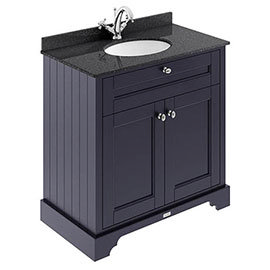 Old London 800mm Cabinet & Single Bowl Black Marble Top - Twilight Blue Medium Image