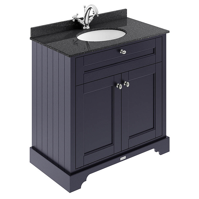 Old London 800mm Cabinet & Single Bowl Black Marble Top - Twilight Blue Large Image