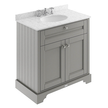 Old London 800mm Cabinet & Single Bowl Grey Marble Top - Storm Grey  Profile Large Image