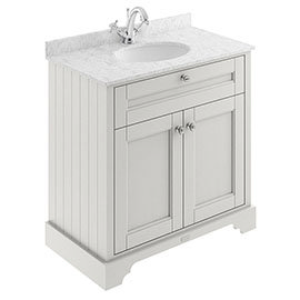 Old London 800mm Cabinet & Single Bowl Grey Marble Top - Timeless Sand Medium Image
